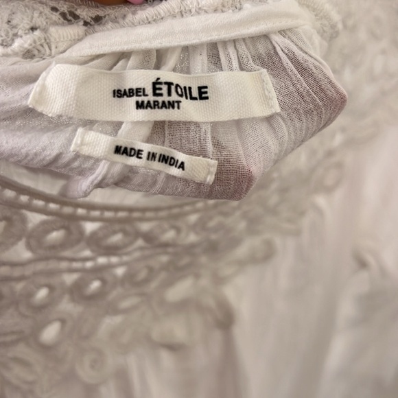 Isabel Etoile Marant Rita Asymmetric Embroidered White Sheer Dress Size 36 - Picture 10 of 11